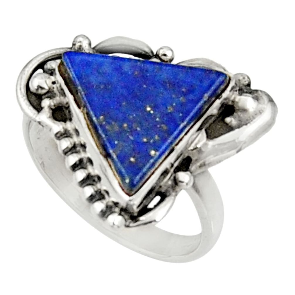 8.05cts natural blue lapis lazuli 925 silver solitaire ring size 8 d34268