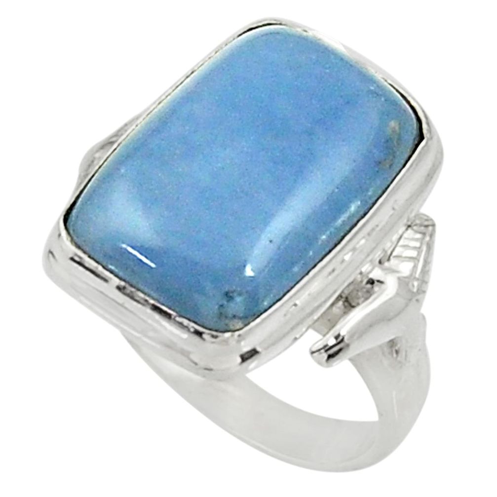 9.65cts natural blue angelite 925 silver solitaire ring jewelry size 8 d34278