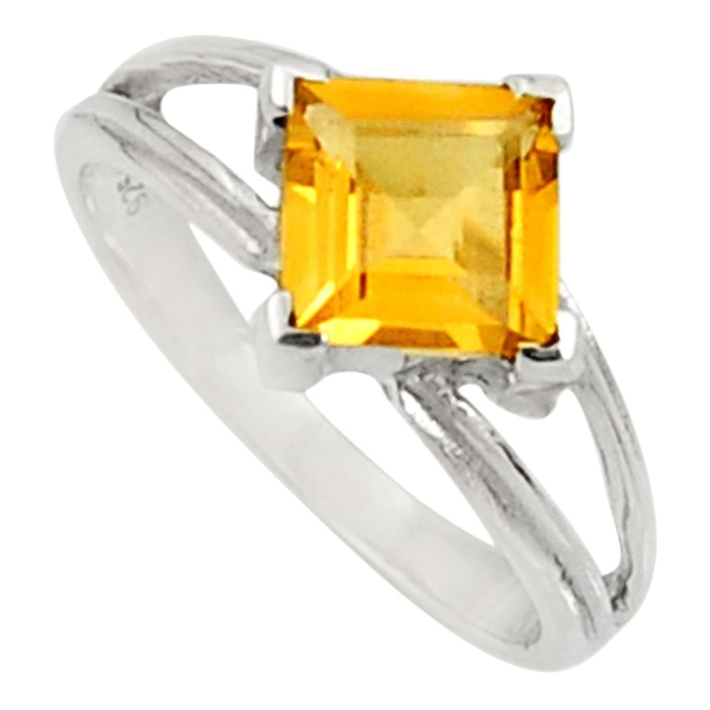 2.87cts natural yellow citrine 925 silver solitaire ring jewelry size 7.5 d34282