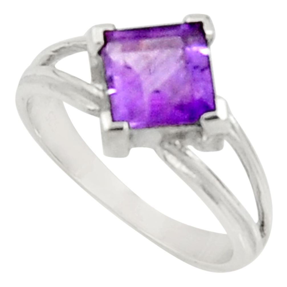 2.87cts natural purple amethyst 925 silver solitaire ring size 6.5 d34283