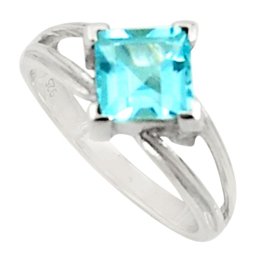 2.87cts natural blue topaz 925 sterling silver solitaire ring size 6.5 d34285