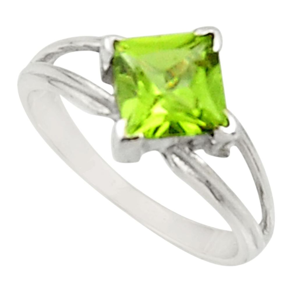 green peridot 925 silver solitaire ring jewelry size 7.5 d34286
