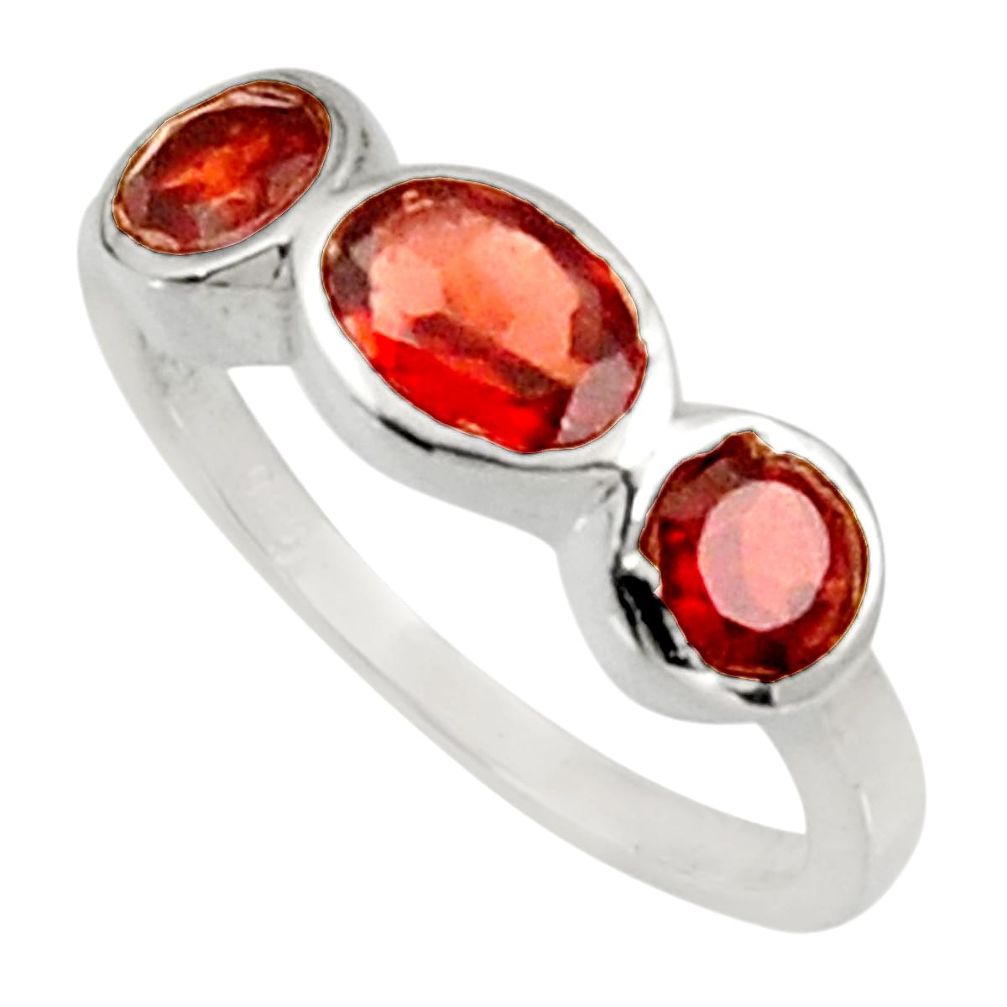 3.29cts natural red garnet 925 sterling silver ring jewelry size 7.5 d34293