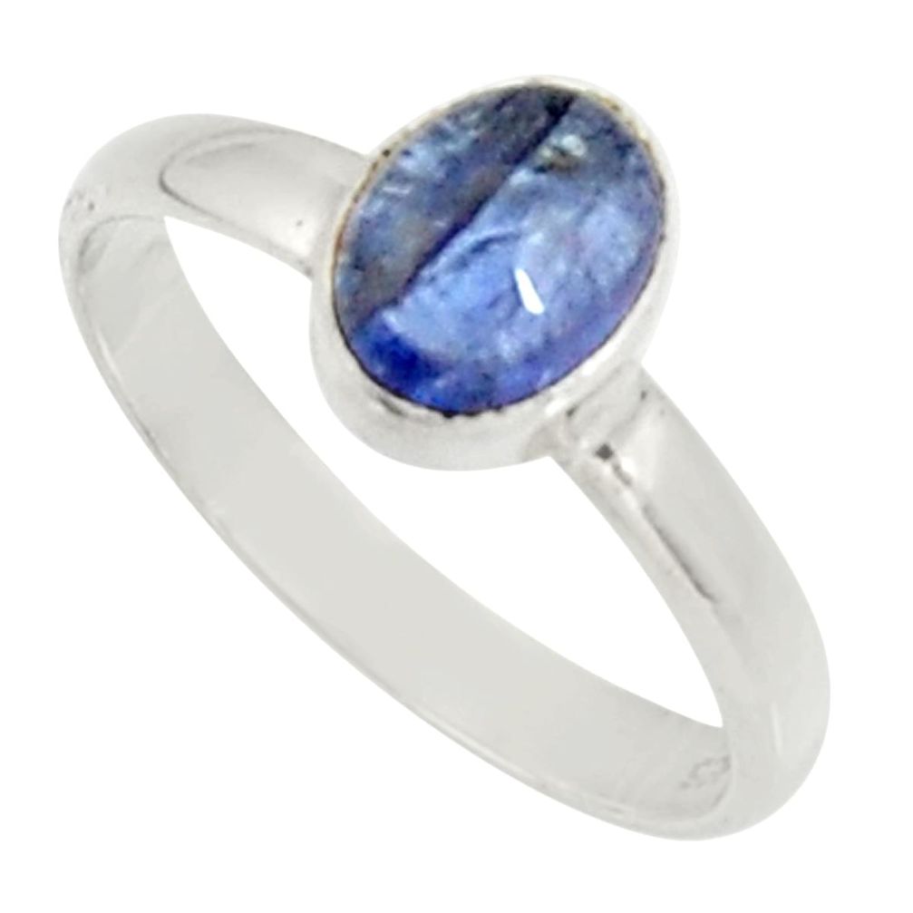 2.38cts natural blue tanzanite 925 silver solitaire ring jewelry size 8 d34297