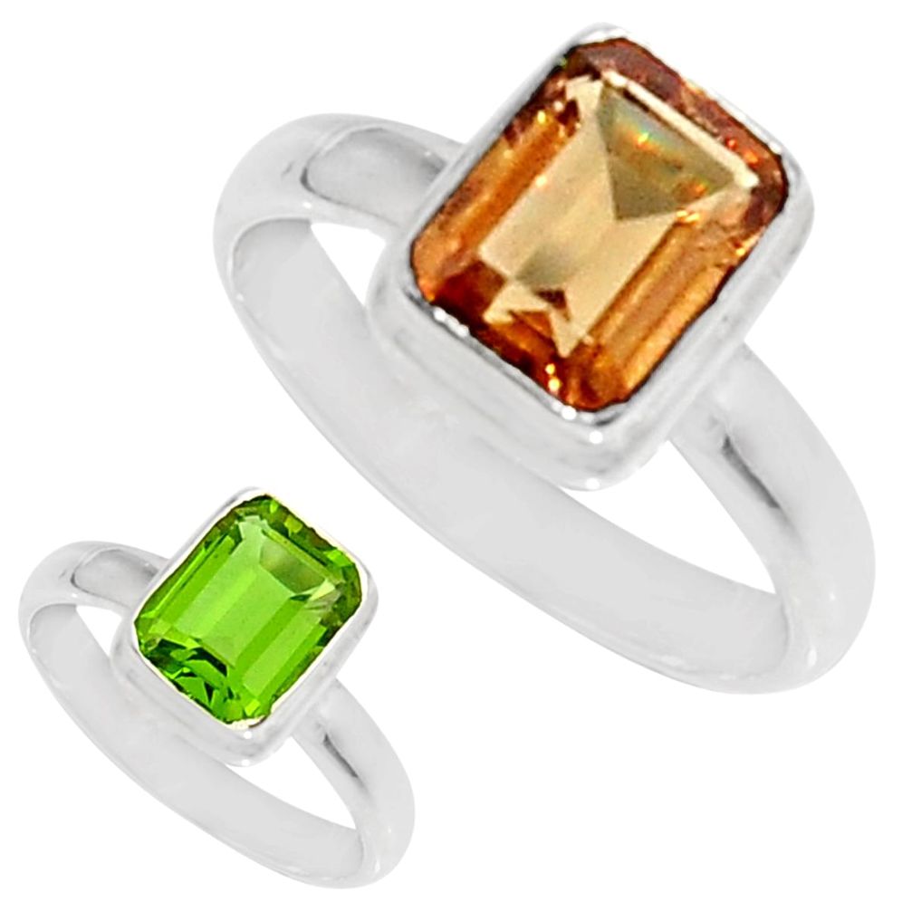 3.43cts green alexandrite (lab) 925 silver solitaire ring jewelry size 8 d34313