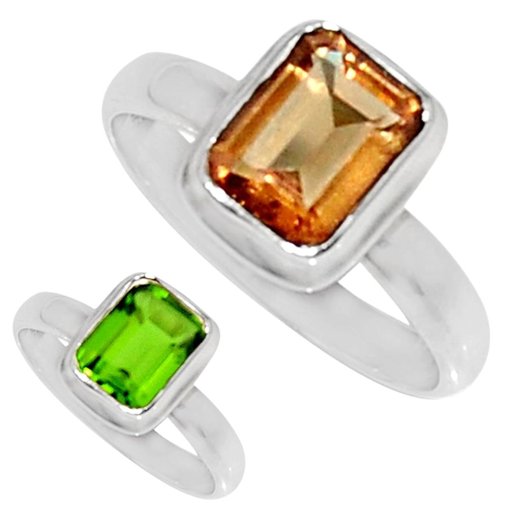 3.30cts green alexandrite (lab) 925 silver solitaire ring jewelry size 7 d34316
