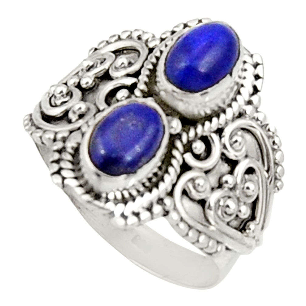 3.01cts natural blue lapis lazuli 925 sterling silver ring size 7.5 d34328