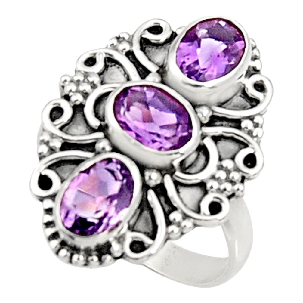 925 sterling silver 4.43cts natural purple amethyst ring jewelry size 7.5 d34334