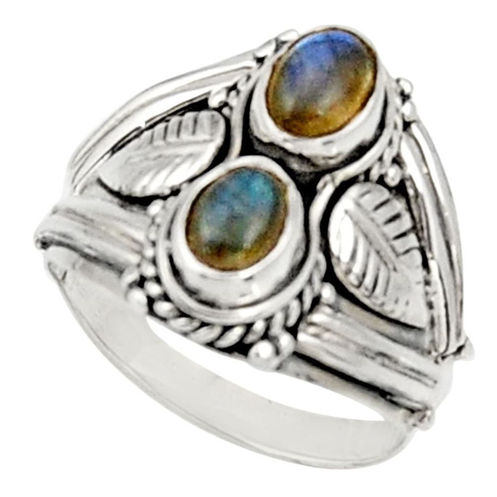 2.11cts natural blue labradorite 925 sterling silver ring jewelry size 7 d34339