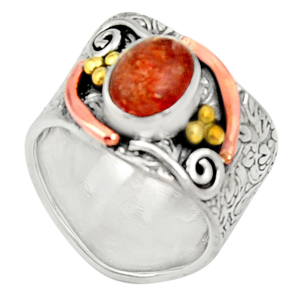 ictorian natural orange sunstone two tone ring size 8.5 d34350