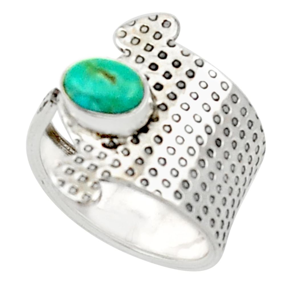 1.56cts green arizona mohave turquoise 925 silver adjustable ring size 6 d34366