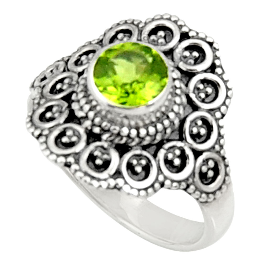 green peridot 925 sterling silver solitaire ring size 7 d34385