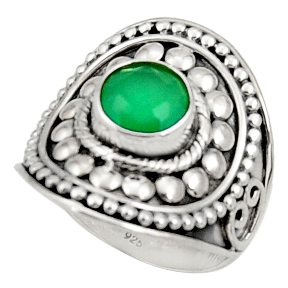 green chalcedony 925 silver solitaire ring jewelry size 8 d34393