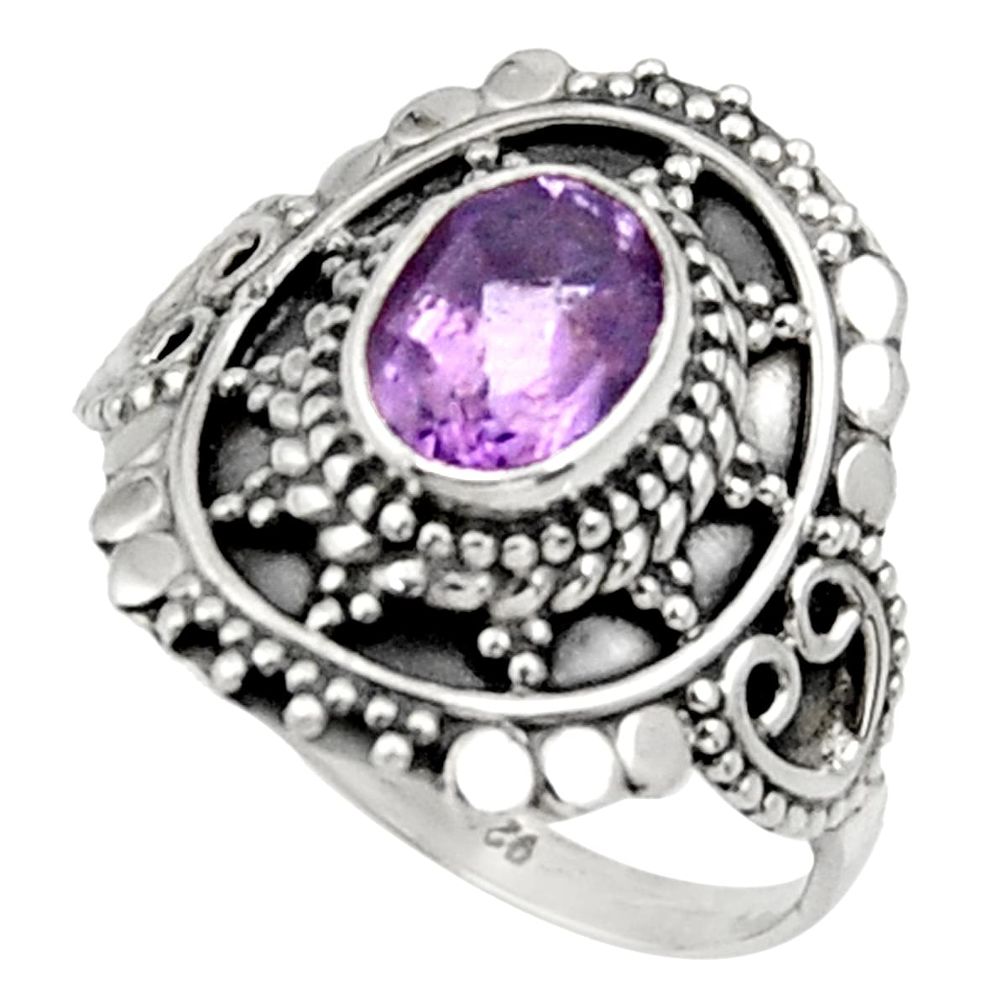 2.12cts natural purple amethyst 925 silver solitaire ring size 7.5 d34408