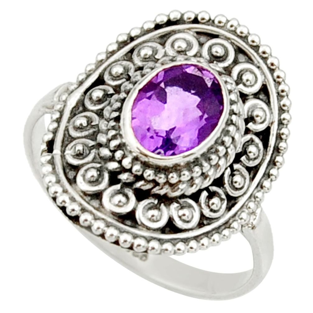 purple amethyst 925 silver solitaire ring jewelry size 8 d34422
