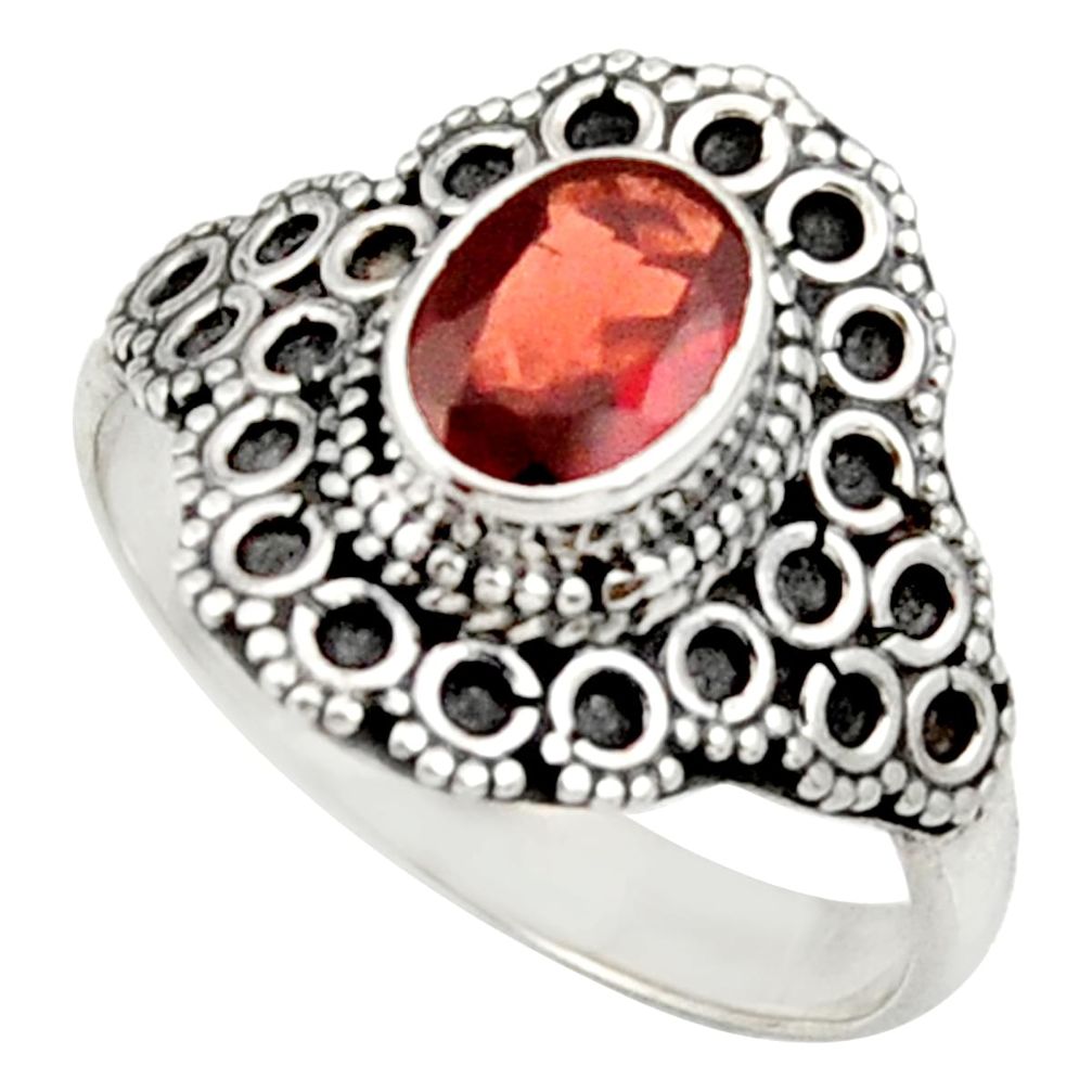 red garnet 925 sterling silver solitaire ring size 9 d34430