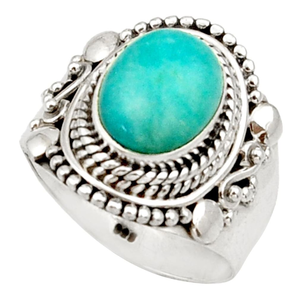 ts natural green peruvian amazonite solitaire ring size 7 d34433