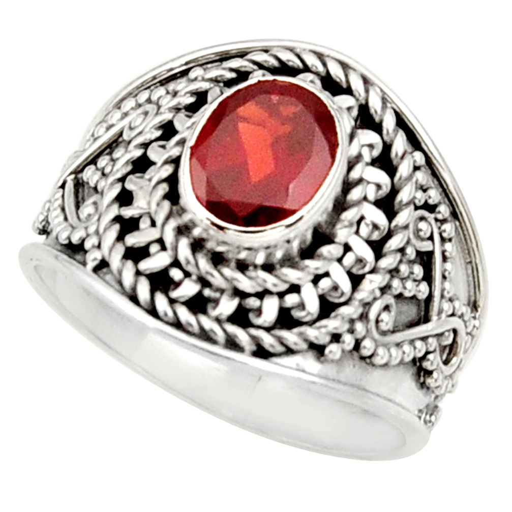 2.01cts natural red garnet 925 sterling silver solitaire ring size 7 d34447
