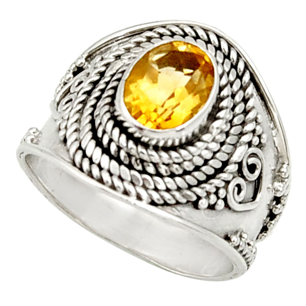 2.19cts natural yellow citrine 925 silver solitaire ring jewelry size 7 d34456