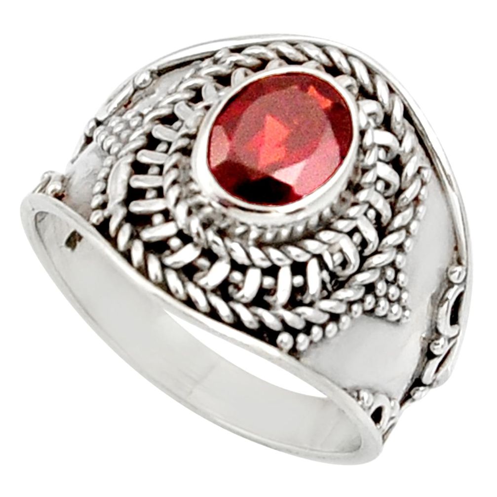2.02cts natural red garnet 925 sterling silver solitaire ring size 8 d34461