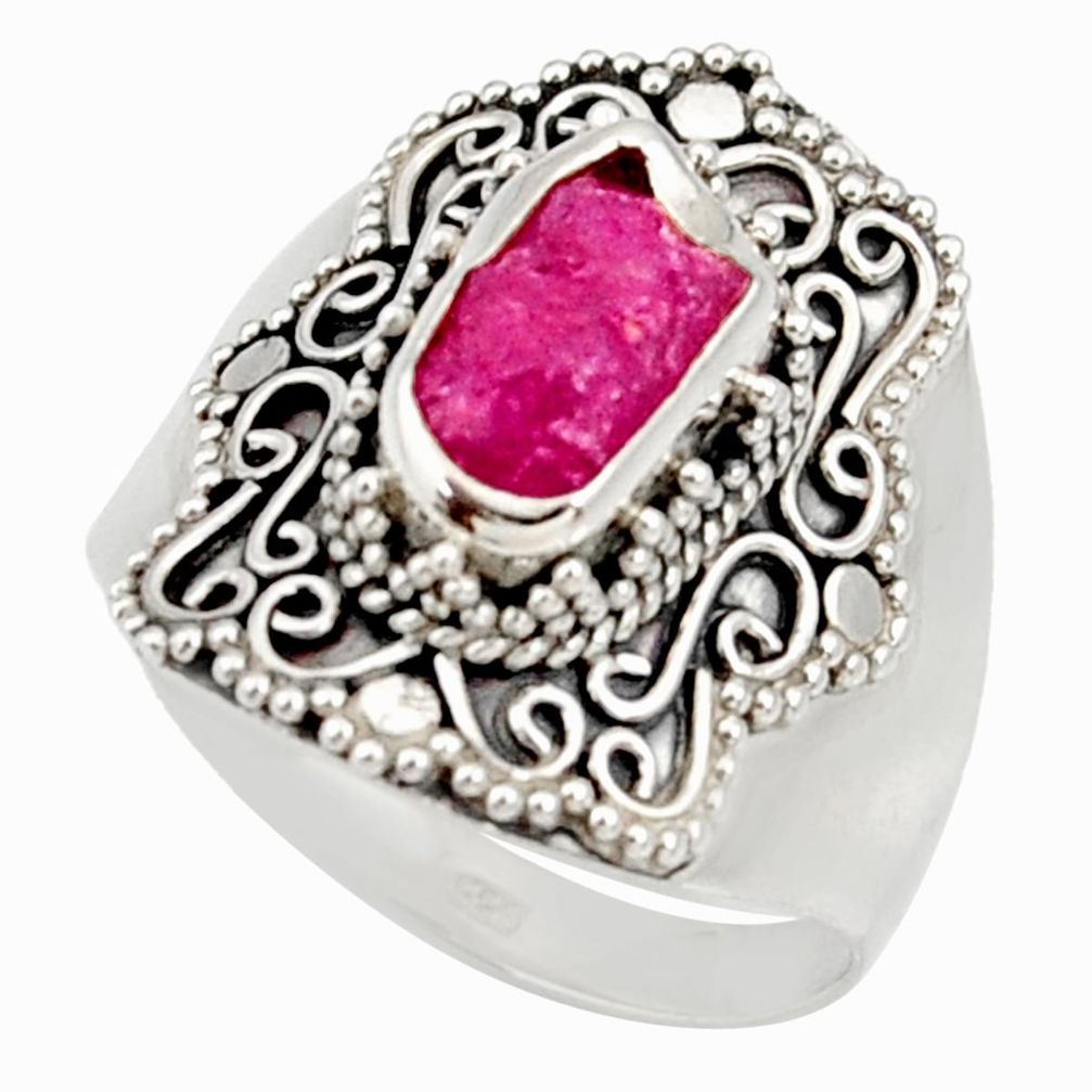 ts natural pink ruby rough solitaire ring jewelry size 9 d34464