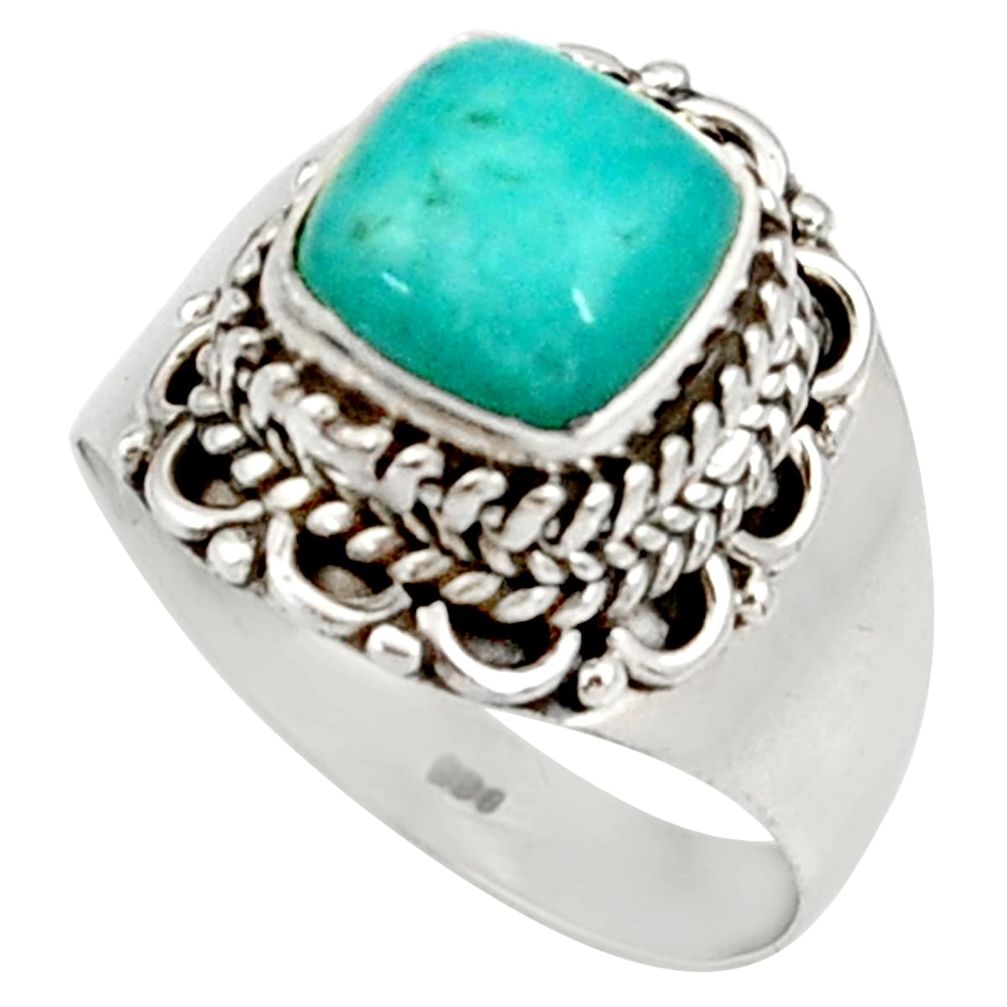 3.42cts natural green peruvian amazonite 925 silver solitaire ring size 8 d34466