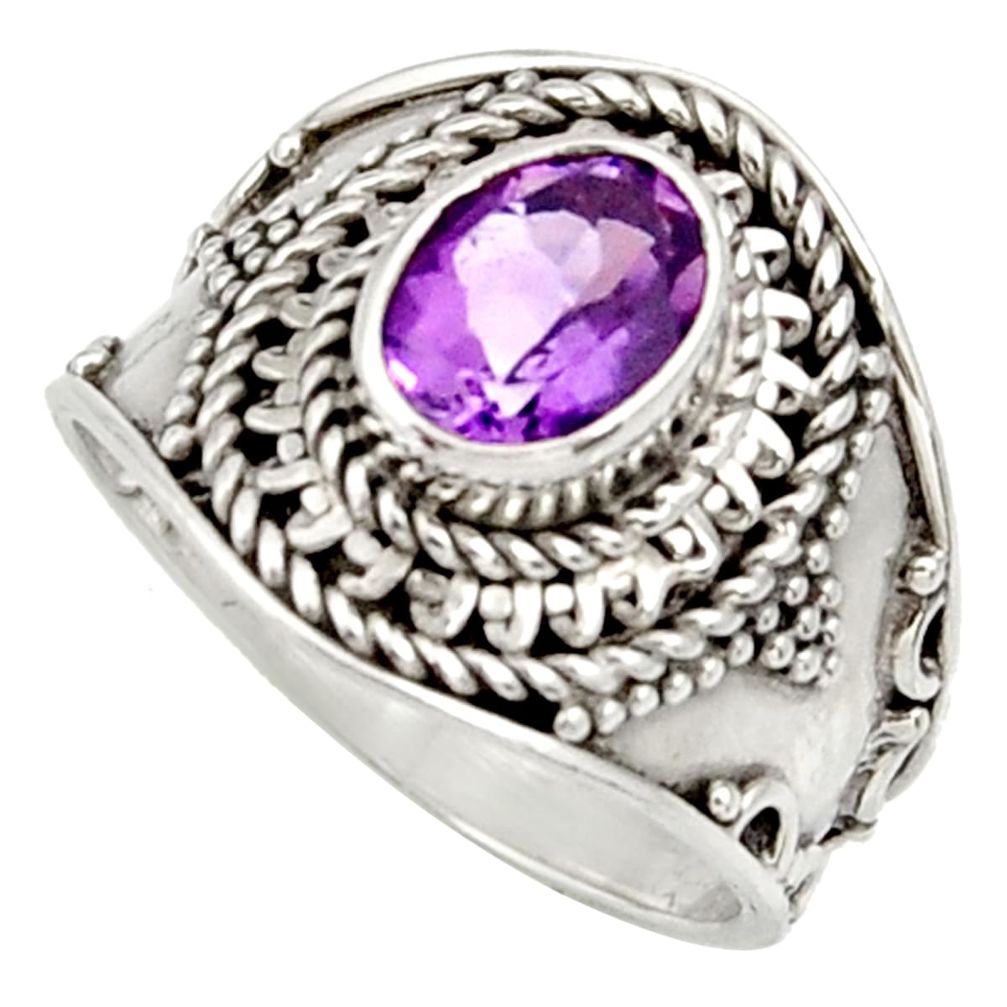 2.23cts natural amethyst 925 sterling silver solitaire ring size 8 d34476
