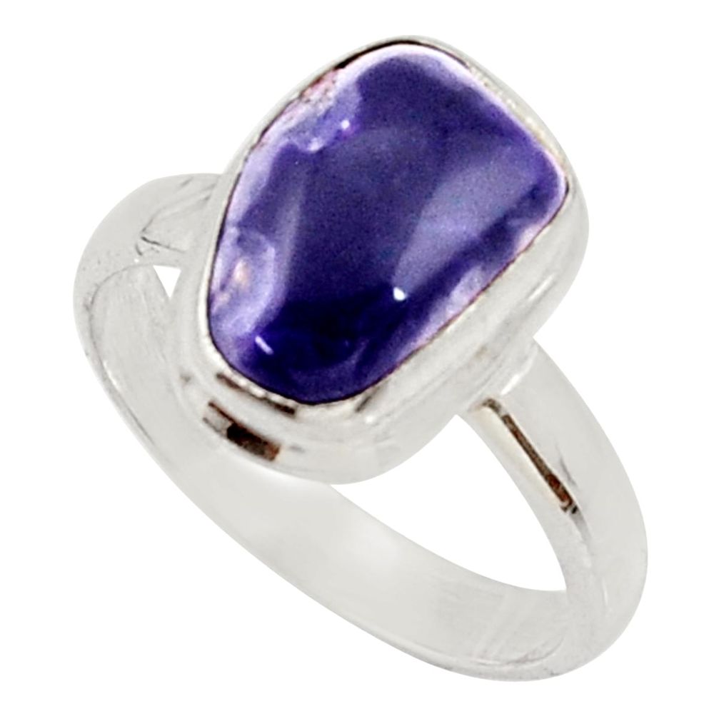 4.69cts natural purple opal 925 sterling silver solitaire ring size 8 d34482