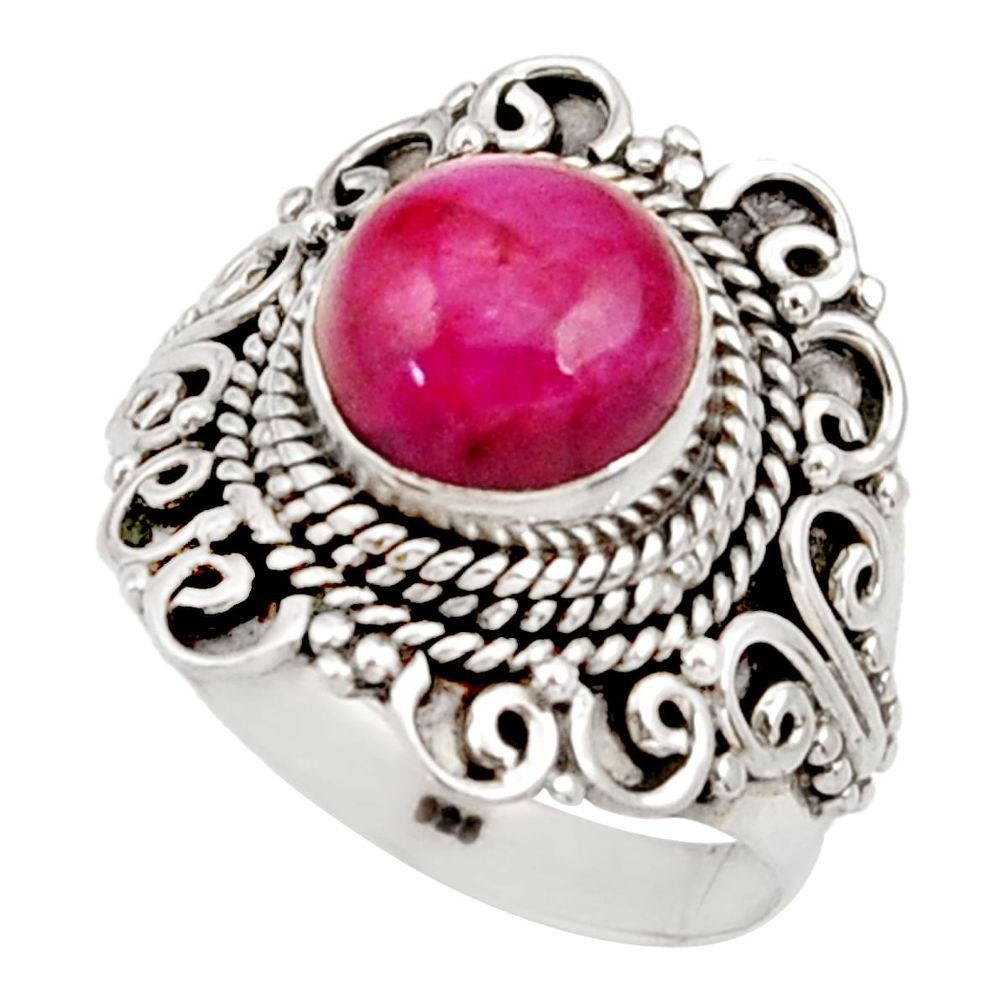 3.16cts natural red ruby 925 sterling silver solitaire ring size 8 d34501