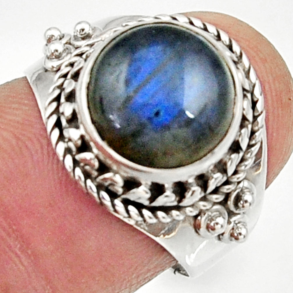 5.36cts natural blue labradorite 925 silver solitaire ring jewelry size 7 d34508