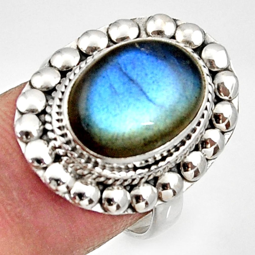 blue labradorite 925 silver solitaire ring size 7.5 d34526