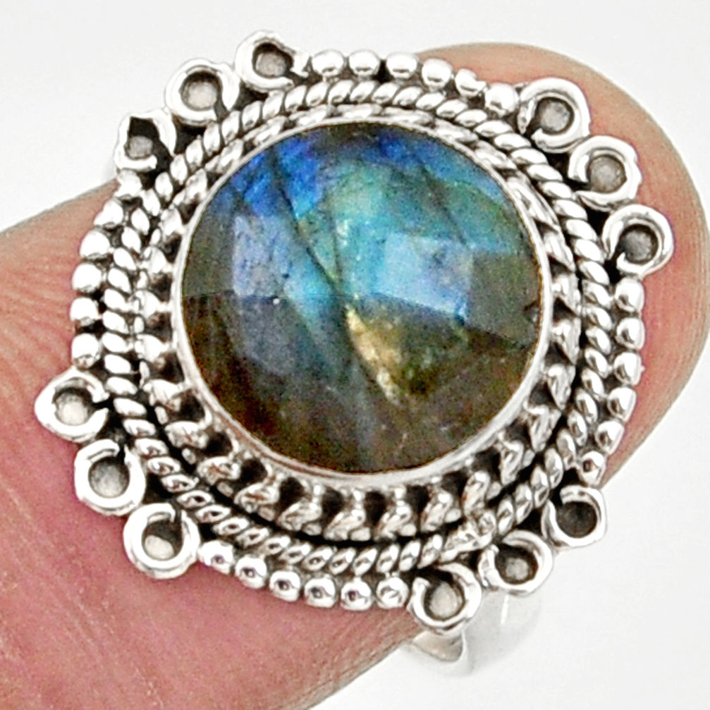 blue labradorite 925 silver solitaire ring jewelry size 7 d34530