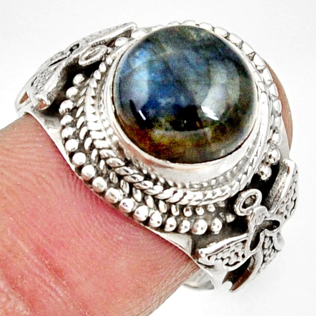 blue labradorite 925 silver solitaire ring jewelry size 8 d34553