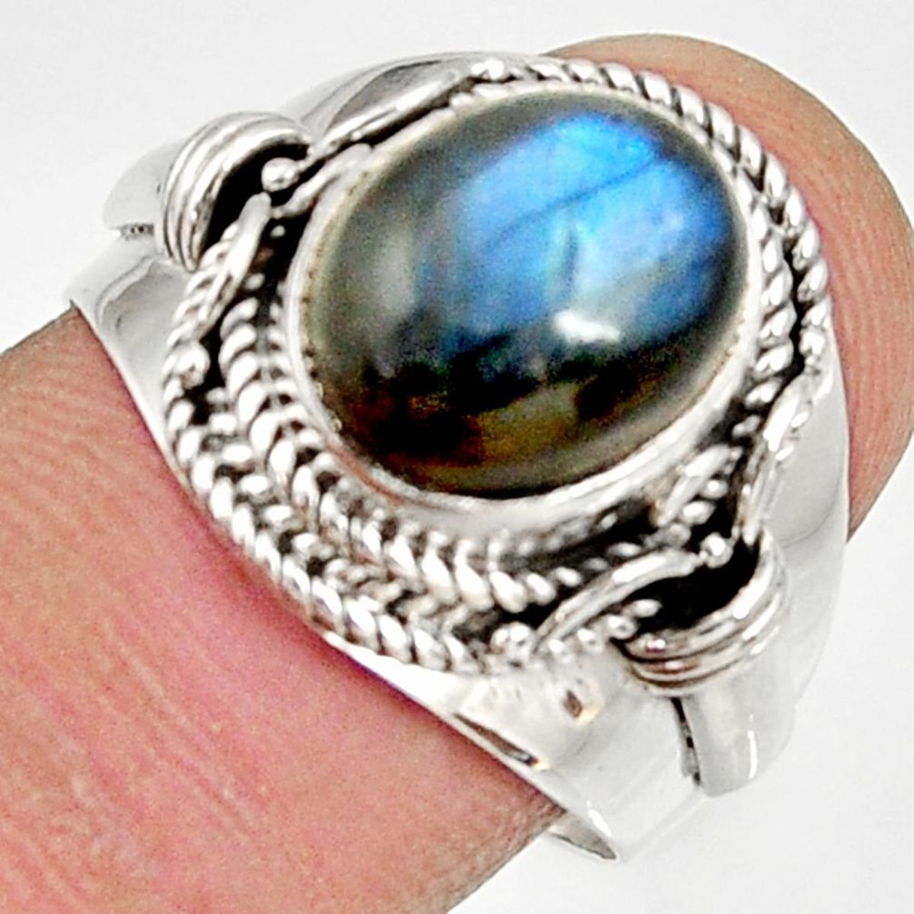 4.82cts natural blue labradorite 925 silver solitaire ring size 8.5 d34556