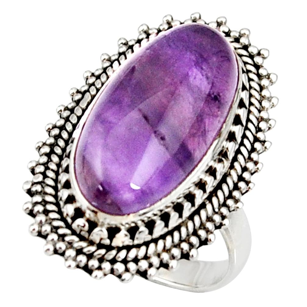 925 silver 10.54cts natural purple chevron amethyst solitaire ring size 7 d34566