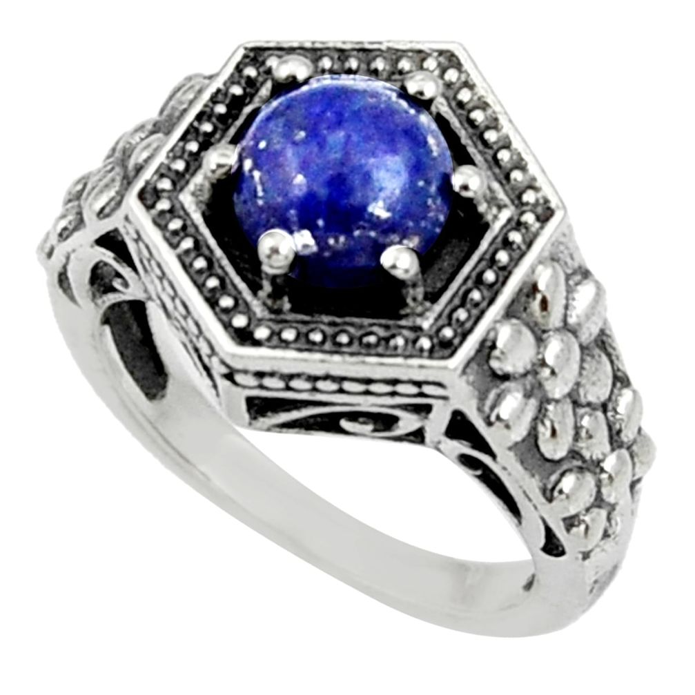 2.59cts natural blue lapis lazuli 925 silver solitaire ring size 6 d35172