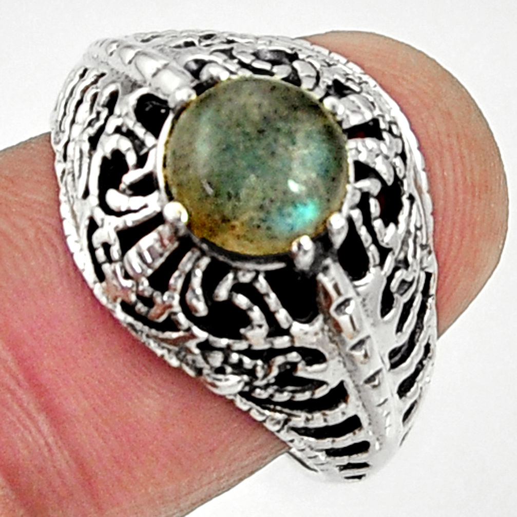 2.46cts natural blue labradorite 925 silver solitaire ring size 7.5 d35178