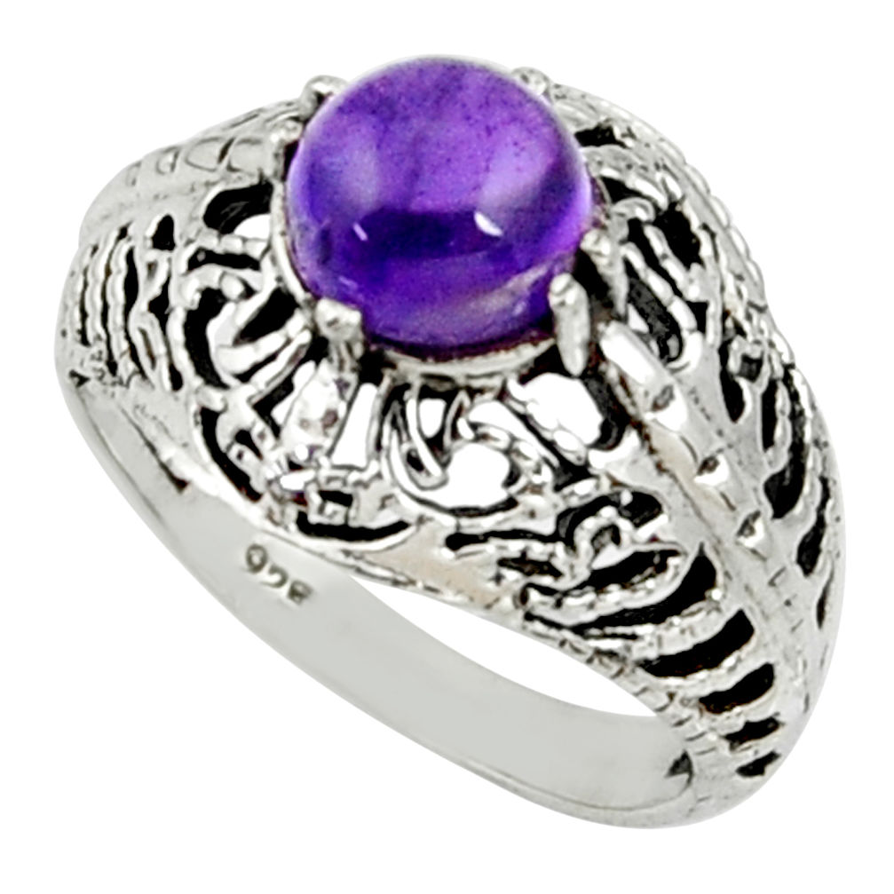 2.21cts natural purple amethyst 925 silver solitaire ring size 6.5 d35186