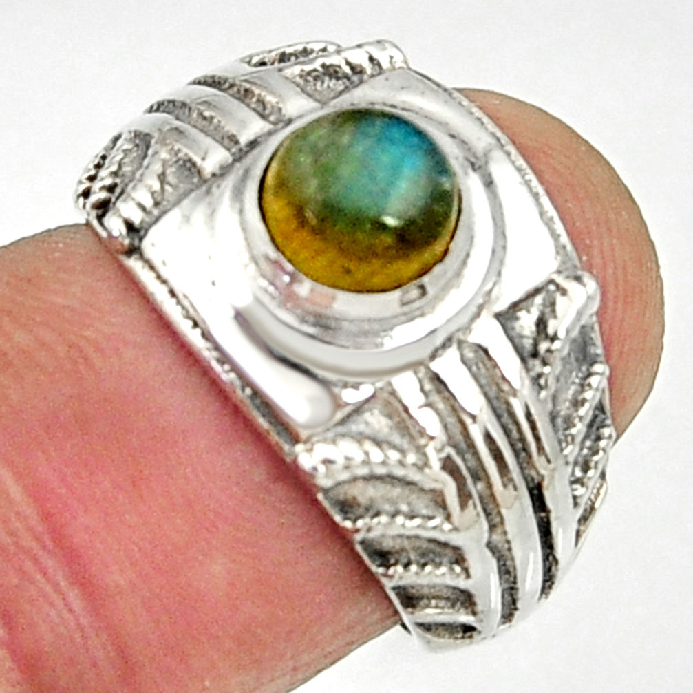 1.05cts natural blue labradorite 925 silver solitaire ring jewelry size 6 d35194