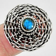 1.09cts natural blue labradorite 925 silver solitaire ring jewelry size 9 d35200