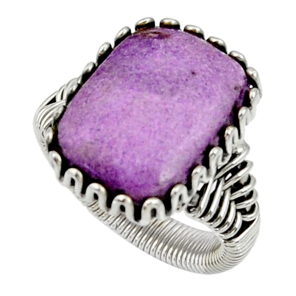 9.96cts natural purple purpurite 925 silver solitaire ring jewelry size 7 d35202