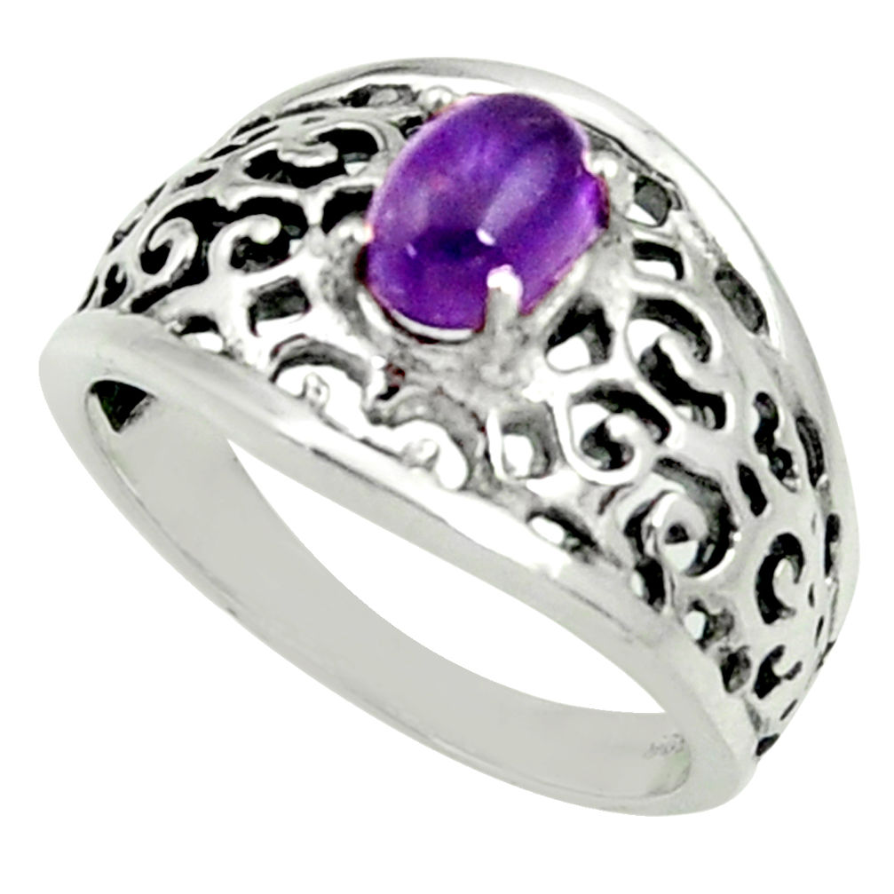 1.64cts natural purple amethyst 925 silver solitaire ring jewelry size 9 d35222