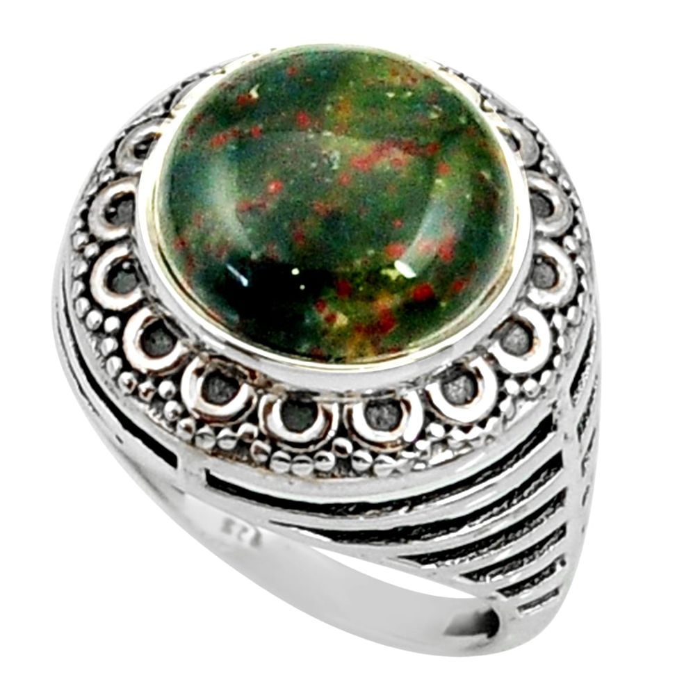 6.78cts natural green bloodstone african 925 silver solitaire ring size 7 d35223