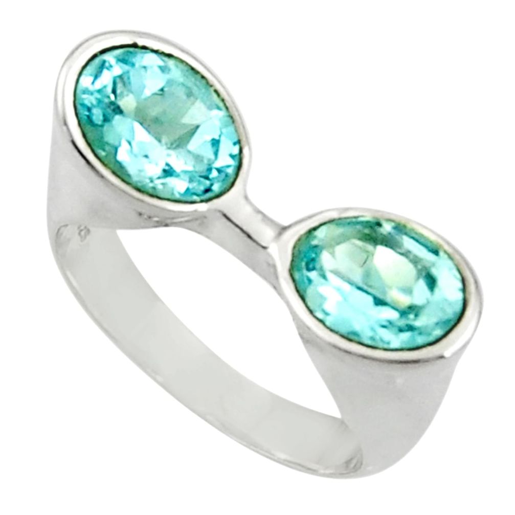 ver 4.38cts natural blue topaz oval ring jewelry size 7 d35264