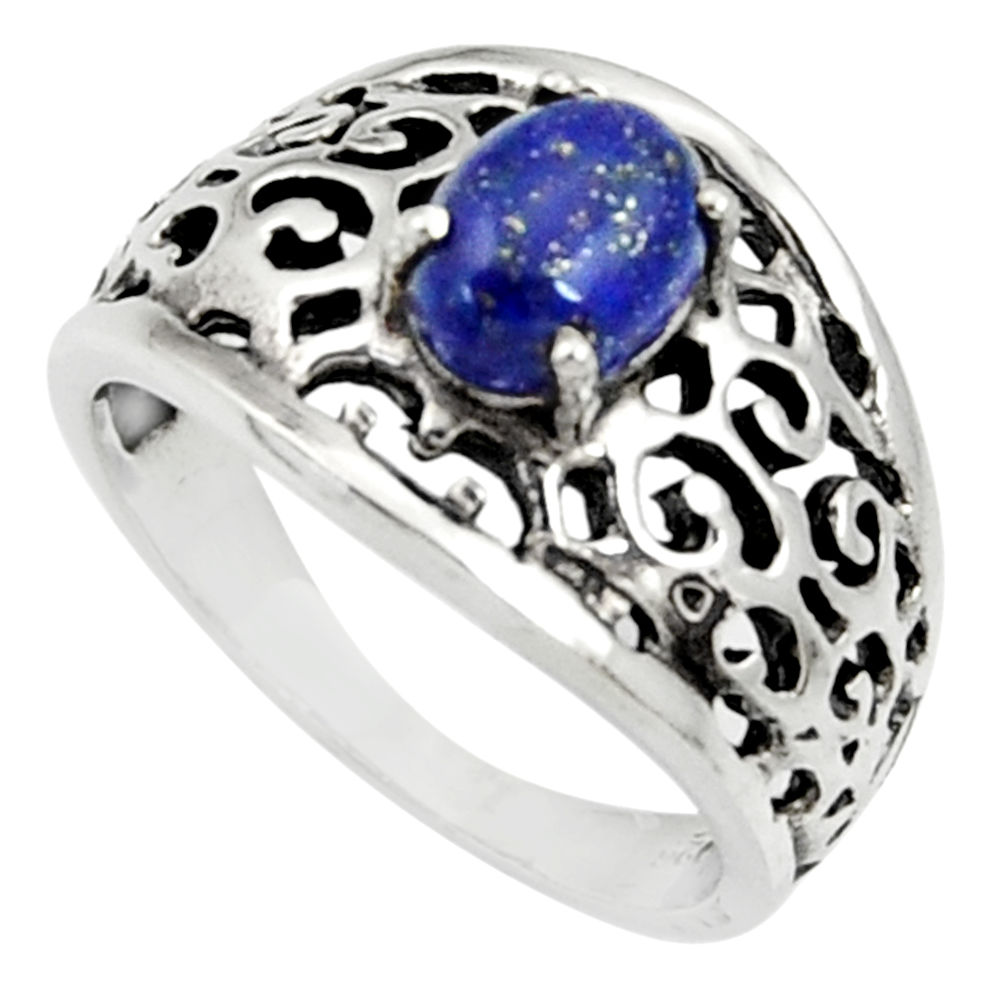 blue lapis lazuli 925 silver solitaire ring size 8 d35275