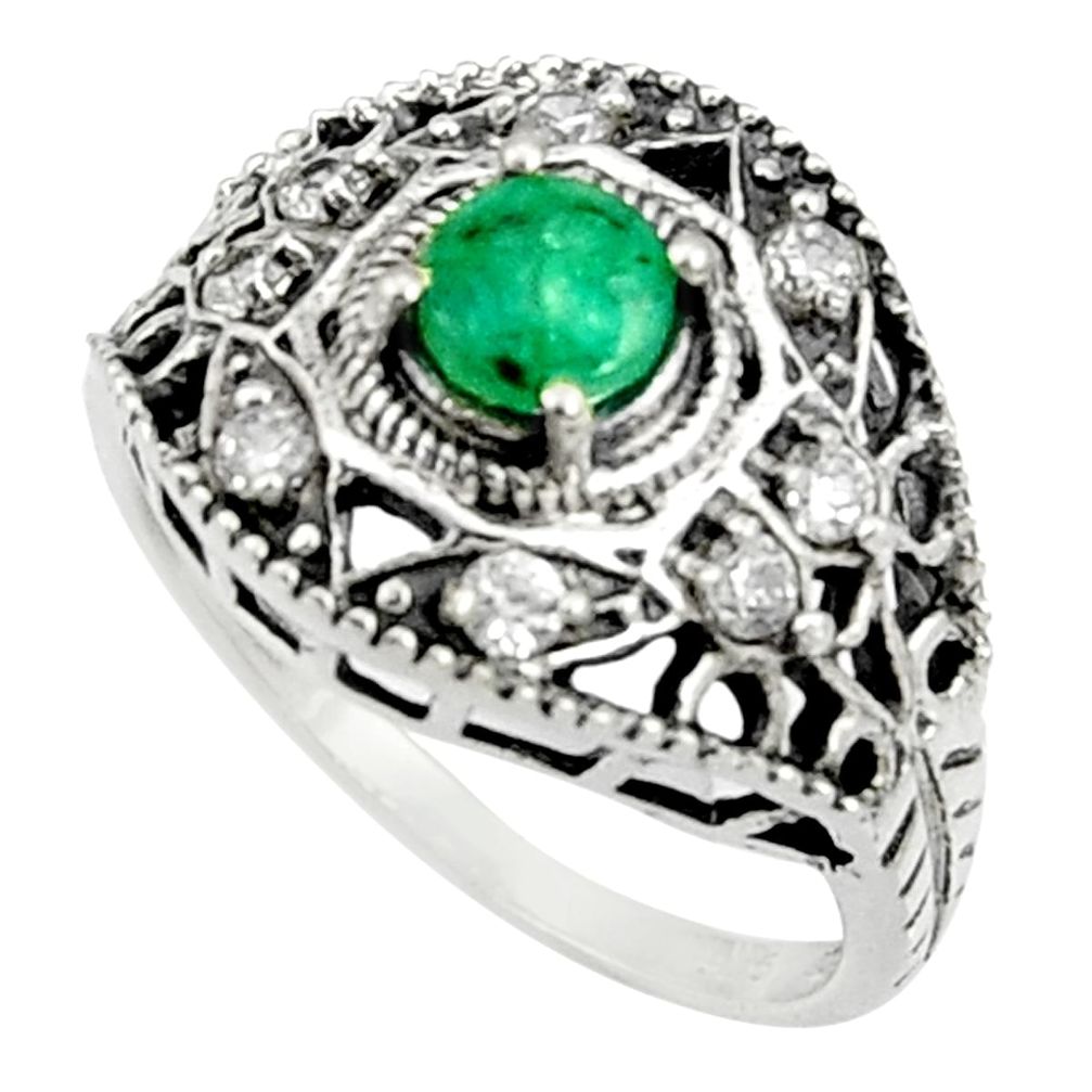 green emerald topaz 925 silver solitaire ring size 7 d35290