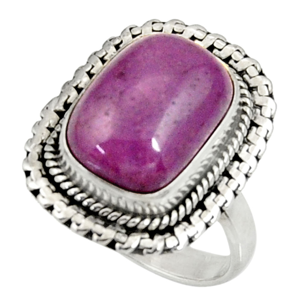 6.48cts natural purple phosphosiderite 925 silver solitaire ring size 7 d35311