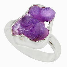Clearance Sale- 7.60cts natural purple grape chalcedony 925 silver solitaire ring size 8 d35322
