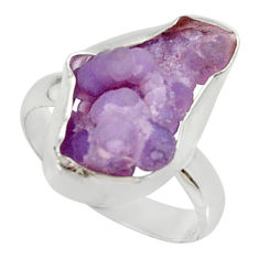 10.01cts natural purple grape chalcedony 925 silver solitaire ring size 8 d35327