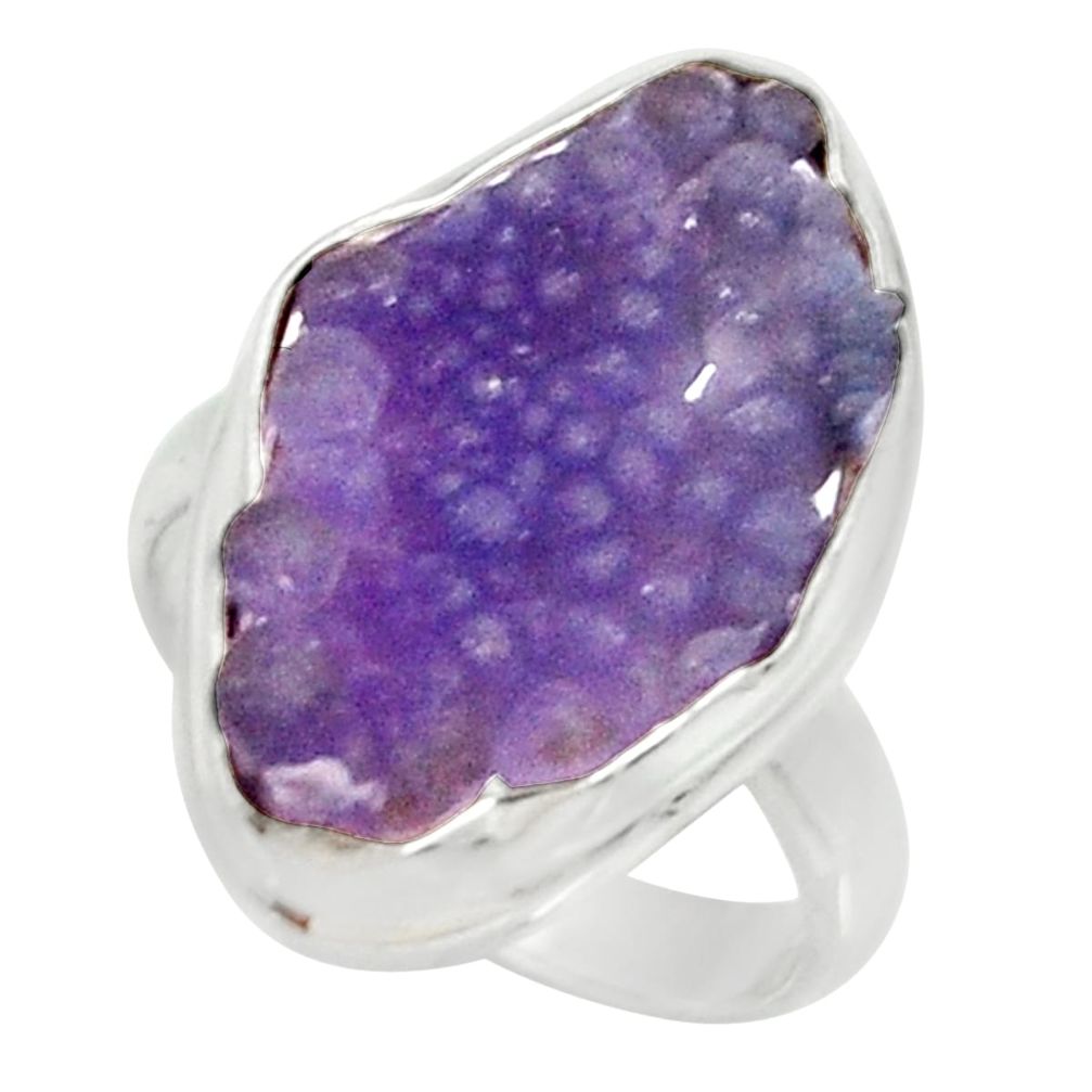 14.45cts natural grape chalcedony 925 silver solitaire ring size 7.5 d35328